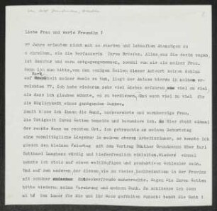 Brief von Gerhart Hauptmann an Elfriede Grundmann