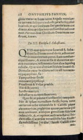 De III. Ecclesia S. Sebastiani.