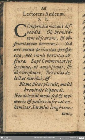 Ad Lectorem Amicum S. P.