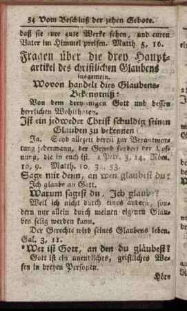 Fragen über die drey Hauptartikel des christlichen Glaubens insgemein.