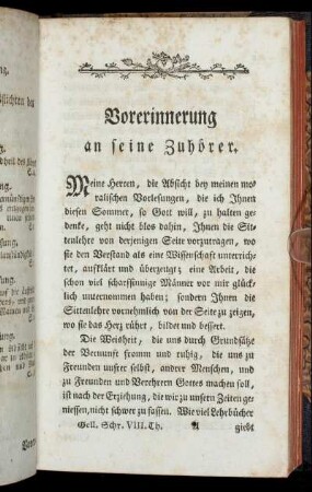 Vorerinnerung an seine Zuhörer.