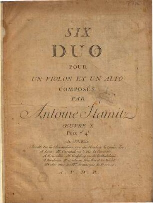 Six duos pour un violon et un alto : oeuvre X