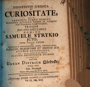 Diss. iur. de curiositate