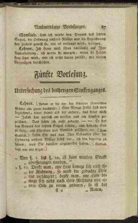 Fünfte Vorlesung.