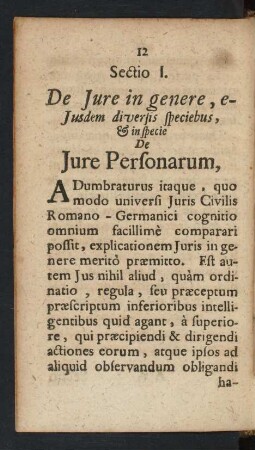 Sectio I. De Iure in genere, e-Iusdem diversis speciebus ...