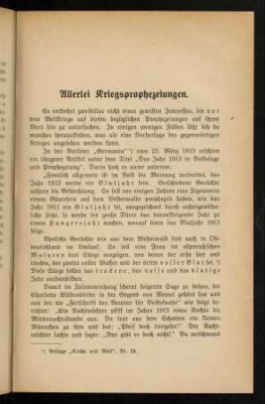 71-141, Allerlei Kriegsprophezeiungen