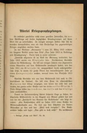 71-141, Allerlei Kriegsprophezeiungen