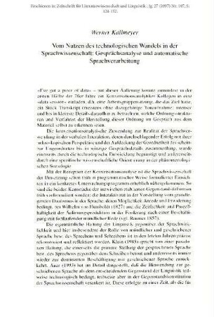 Vom Nutzen des technologischen Wandels in der Sprachwissenschaft. Gesprächsanalyse und automatische Sprachverarbeitung