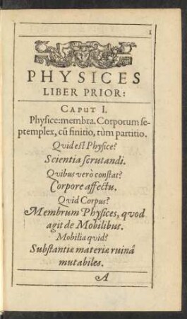 Physices Liber Prior: