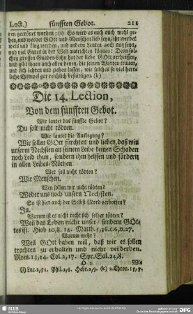 Die 14. Lection, Von dem fünfften Gebot