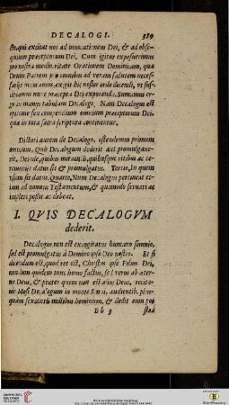 I. Quis decalogum dederit