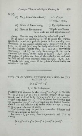 Note on Cauchy's theorem relating to the factors of ... .