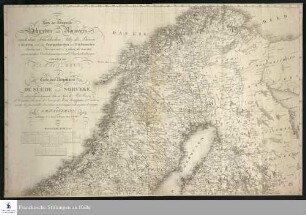 Karte der Königreiche Schweden und Norwegen : nach dem schwedischen Atlas des Baron von Hermelin und den Ponteppidanschen und Erichsenschen Karten von Norwegen mit Zuziehung der neuesten astronomischen Ortsbestimmungen und Reisebeschreibungen