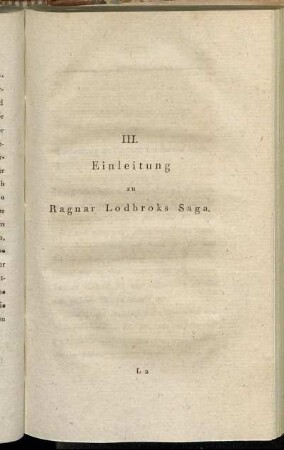 III. Einleitung zu Ragnar Lodbroks Saga.