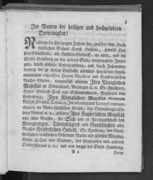 Im Namen der heiligen und hochgelobten Dreyeinigkeit!