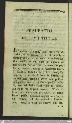 Praefatio Editionis Tertiae