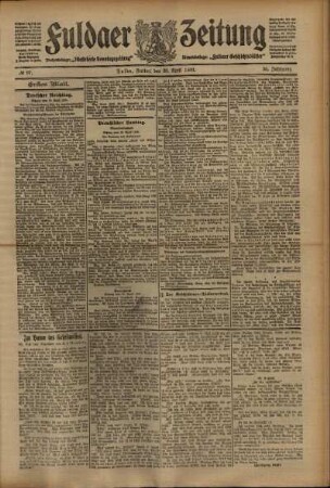 Erste Ausgabe vom Freitag, den 30. April 1909.