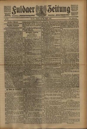 Erste Ausgabe vom Freitag, den 30. April 1909.