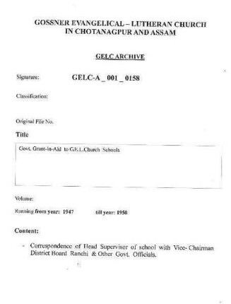 Govt.Grant-in-Aid to GELC Schools