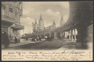 Ansichtskarte Pferdekutschen und Hochbahn, Oberbaumbrücke