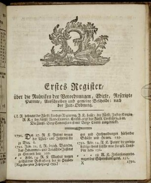 Erstes, [zweytes und drittes] Register.