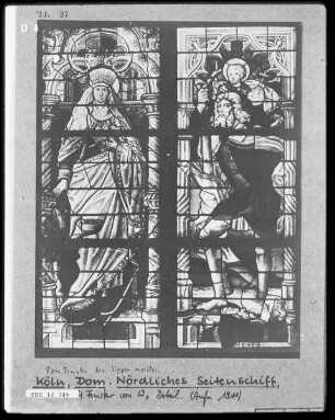 Dreikönigenfenster N XXIV, Felder 3c, d-5c, d: Heilige Elisabeth und Heiliger Christophorus