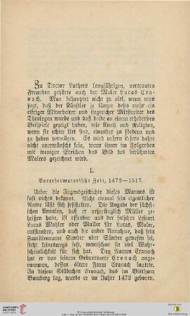 I. Vorreformatorische Zeit, 1472-1517