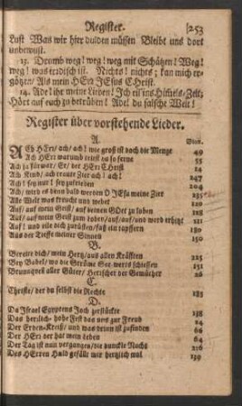 Register über vorstehende Lieder.