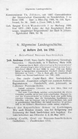 6. Allgemeine Landesgeschichte.