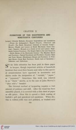 Chapter X: Furniture of the Eighteenth and Nineteenth Centuries