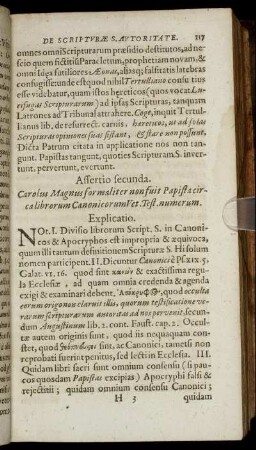 Assertio Secunda. [...] circa librorum Canonicorum Vet. Test. numerum.