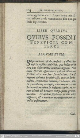 Liber Quartus Quibus Possint Beneficia Conferri
