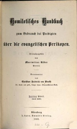Homiletisches Handbuch zum Gebrauch bei Predigten über die evangelischen Perikopen. 3,2