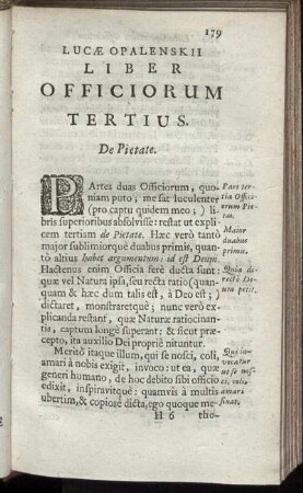 Liber Officiorum Tertius. De Pietate