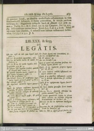 Lib. XXX & seqq. De Legatis