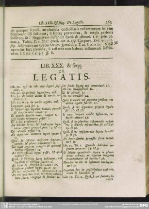 Lib. XXX & seqq. De Legatis