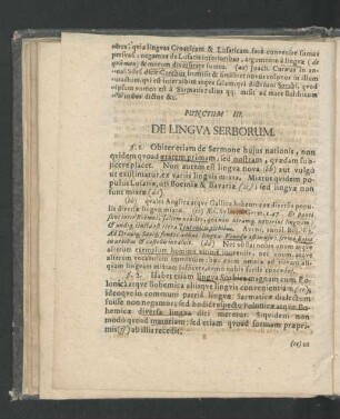 Punctum III. De Lingua Serborum.