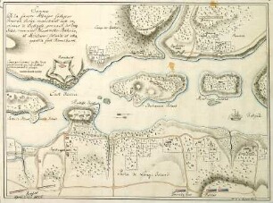WHK 29 Nordamerikanische Kriege von 1775-1782: Überblick über den vergeblichen Angriff von General Howe auf die Umgebung von Hellgate und die Einnahme der Blackwells-, Bahanna- und Montresor's Island den Angriffe auf Fort Horn's Hook, 1776