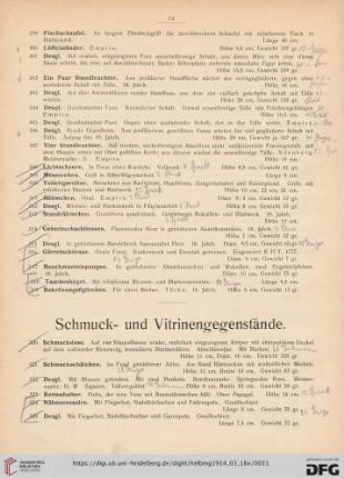 Schmuck- und Vitrinengegenstände (Nr. 320-362)