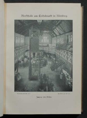17) Markthalle am Trödelmarkt in Nürnberg. Inneres von Westen.