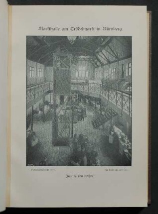 17) Markthalle am Trödelmarkt in Nürnberg. Inneres von Westen.