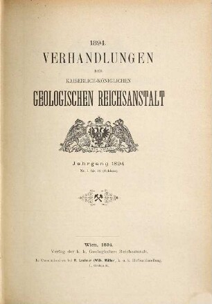 Verhandlungen der Geologischen Reichsanstalt. 1894