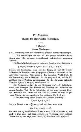 IV. Abschnitt. Theorie der algebraischen Gleichungen.