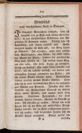 Bruchstück einer empfindsamen Reise in Savoyen.