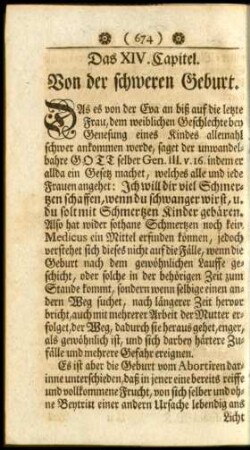 Das XIV. Capitel. Von der schweren Geburt.