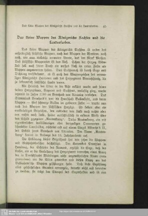 Das kleine Wappen des Königreichs Sachsen und die Landesfarben