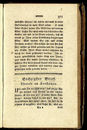 Sechzigster Brief. - Sieben und sechzigster und letzter Brief.