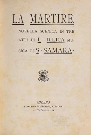 La martire : novella scenica in tre atti