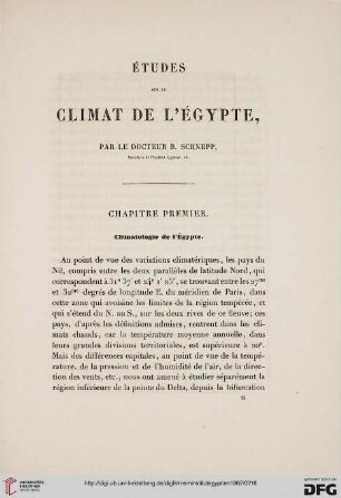 1: Études sur le climat de l'Égypte