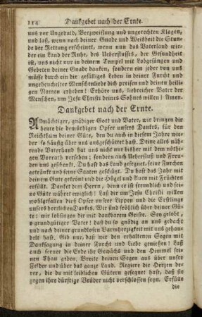 Dankgebet nach der Ernte.